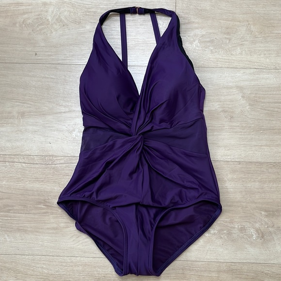 MIRACLESUIT Illusionist Wrapture One-Piece Swimsuit PURPLE SIZE 10 NEW 0500 - Picture 4 of 7